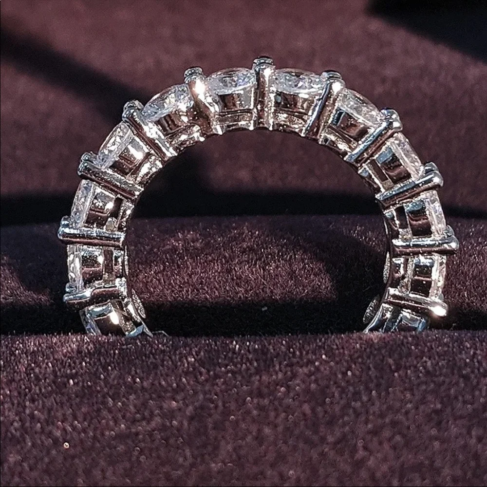 NEW 4MM ETERNITY BAN 925 STERLING SILVER RING, CUTE RING, SHINY RING. - Picture 3 of 5